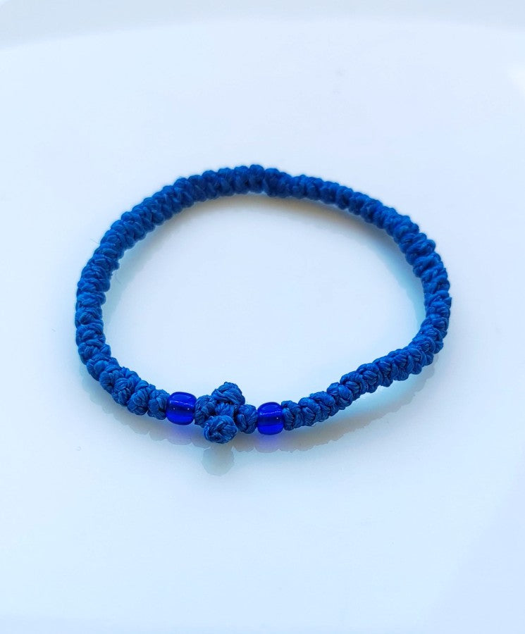 Αγιορείτικο Κερωμένο Κομποσχοίνι - Βραχιόλι με Πλεχτό Σταυρό & Χάντρες – Διαθέσιμο σε Πολλά Χρώματα