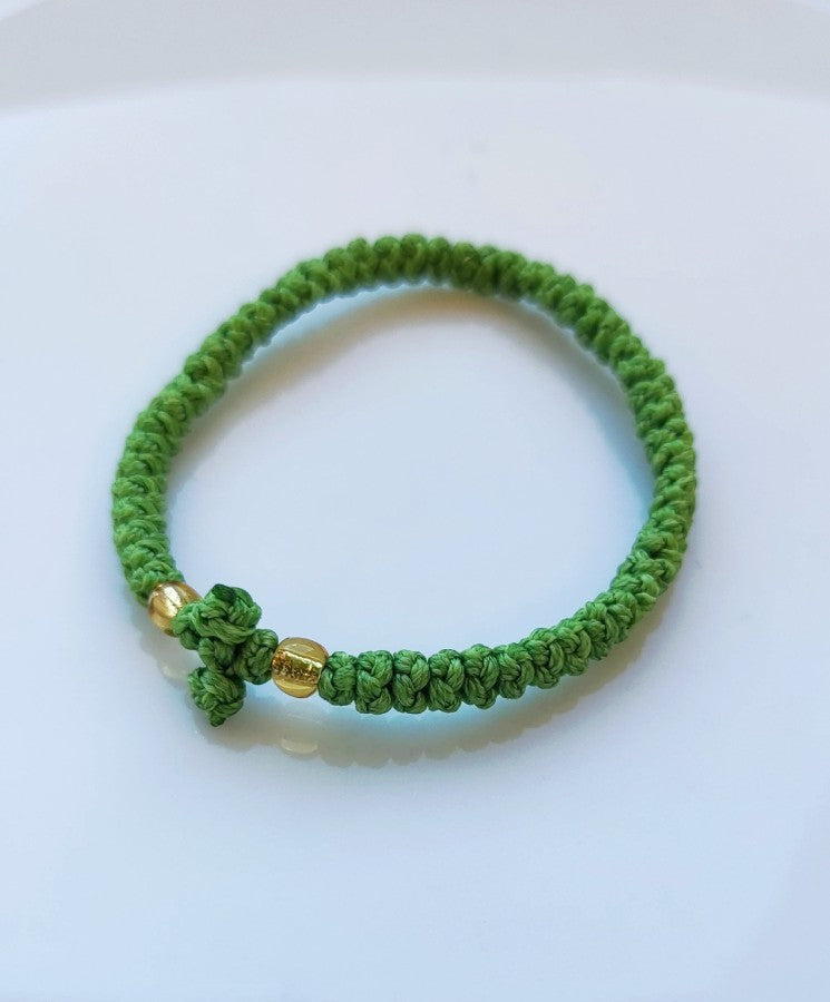 Αγιορείτικο Κερωμένο Κομποσχοίνι - Βραχιόλι με Πλεχτό Σταυρό & Χάντρες – Διαθέσιμο σε Πολλά Χρώματα